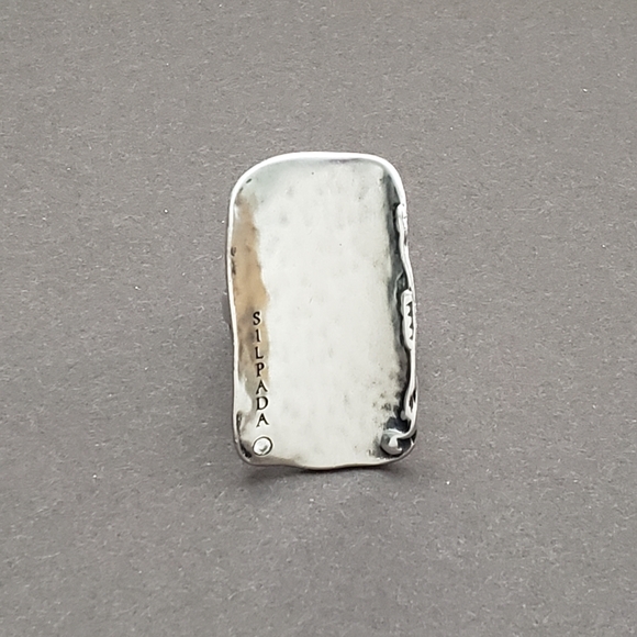 Silpada Jewelry - HTF Silpada Hammered Oxidized Silver CZ Logo Ring  R1999